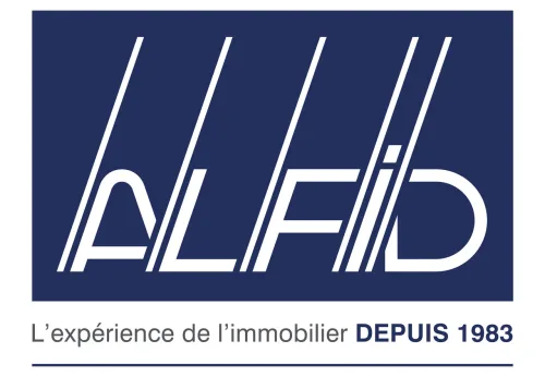Logo Alfid fond bleu lexpérience de limmobilier HD